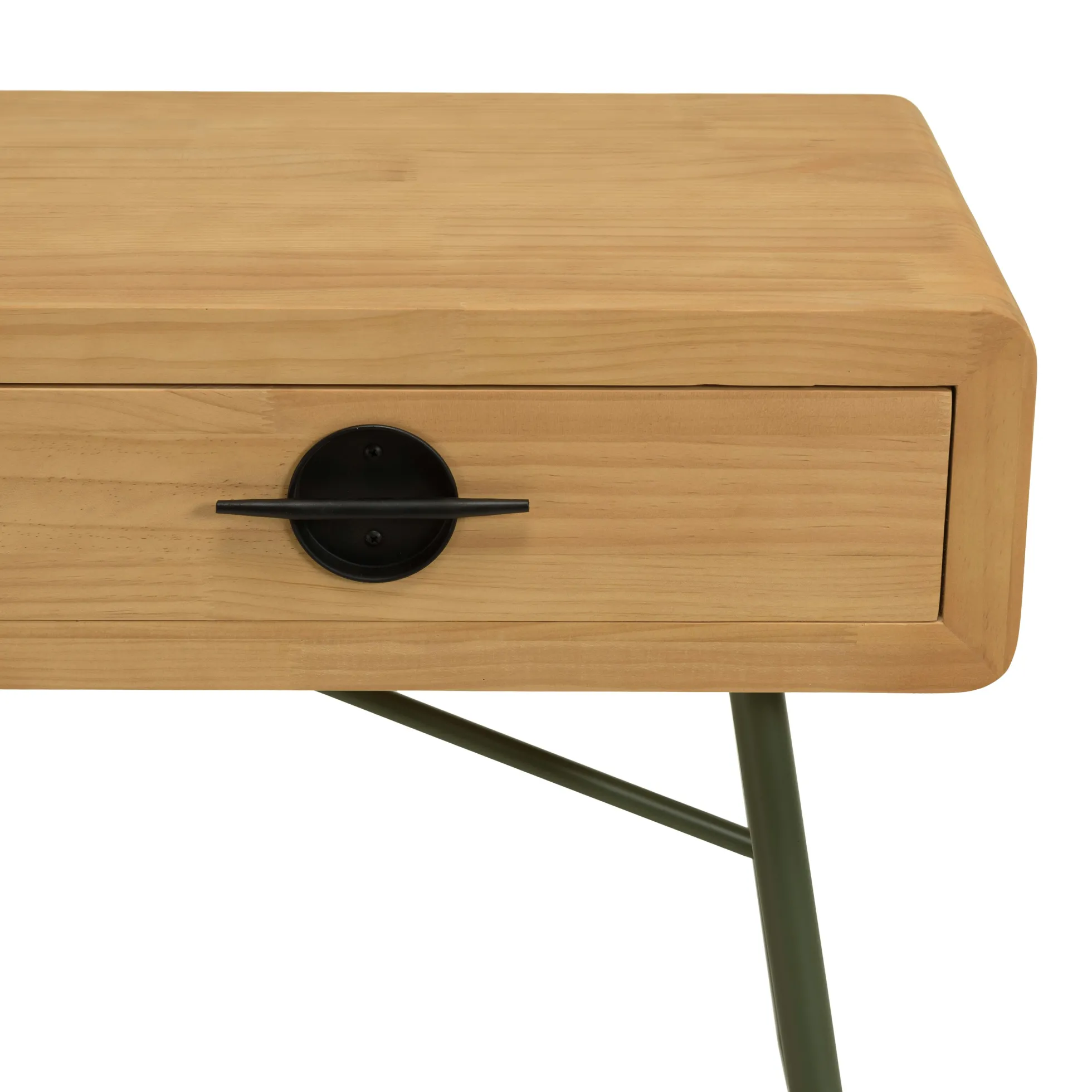 Console bois clair et pieds métal vert BAGAN