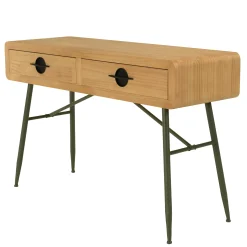 Console bois clair et pieds métal vert BAGAN