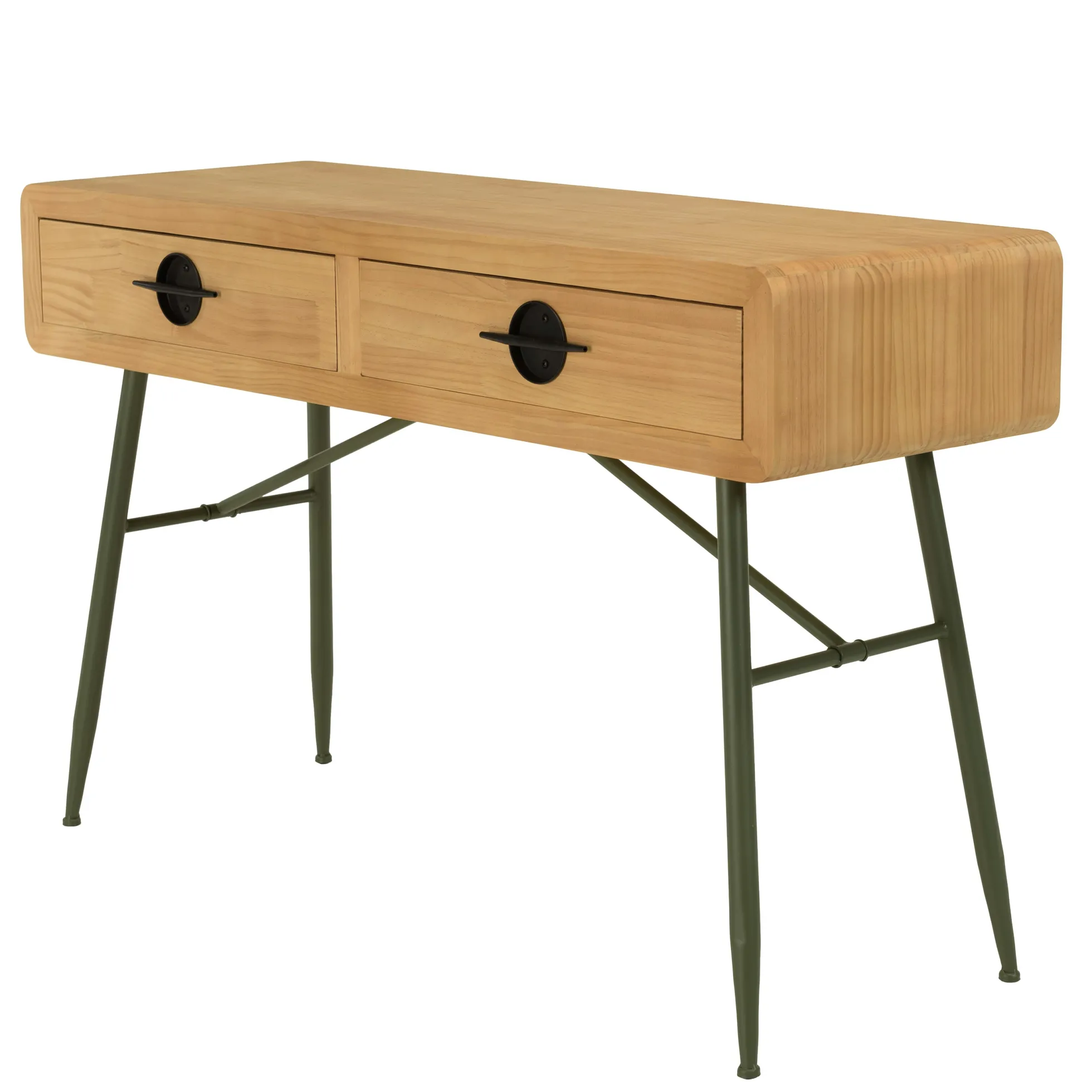 Console bois clair et pieds métal vert BAGAN