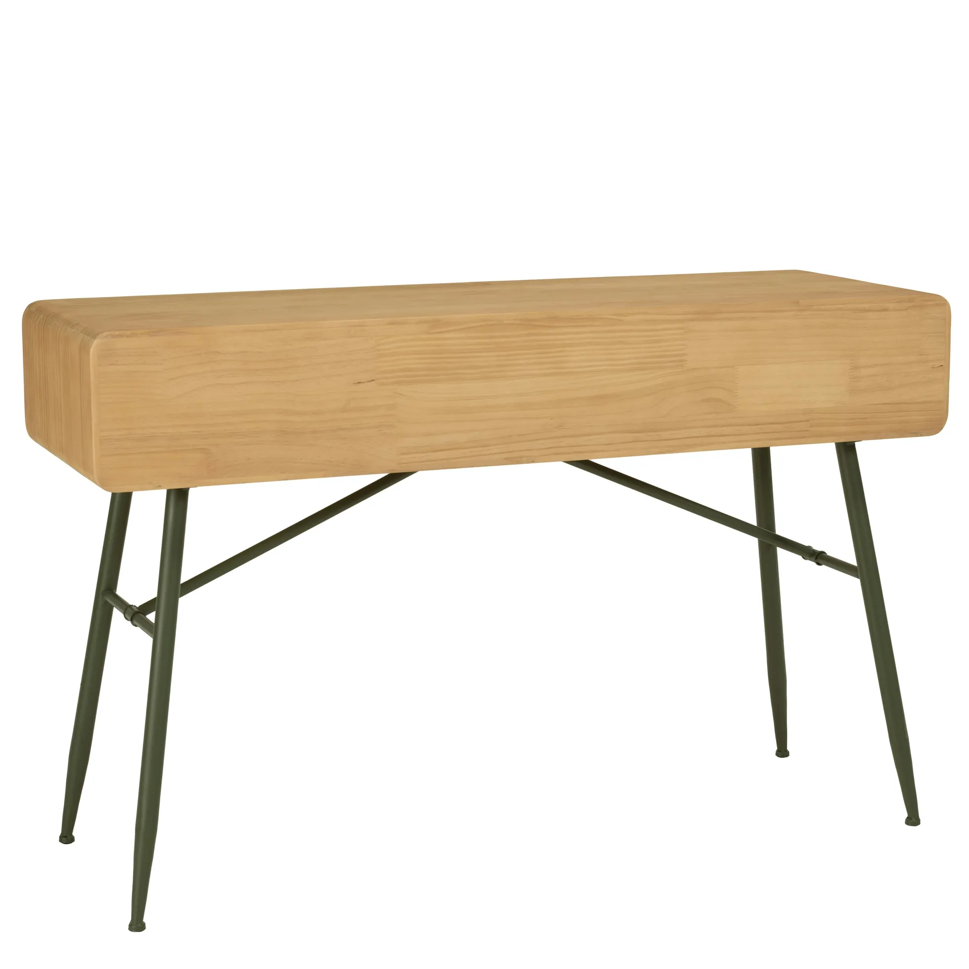 Console bois clair et pieds métal vert BAGAN