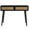 Console bois noir tiroirs cannage PALMA 2