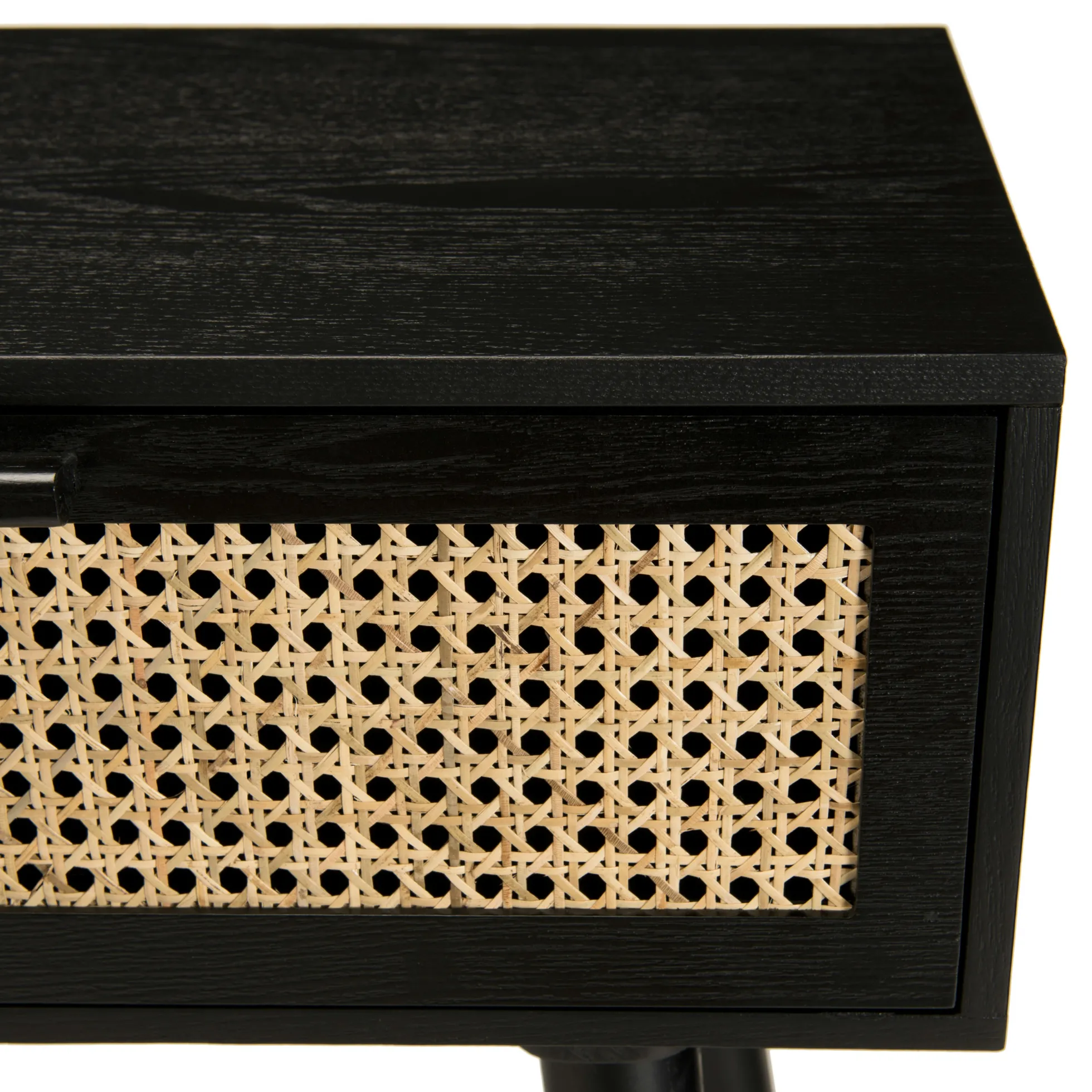 Console bois noir tiroirs cannage PALMA 2