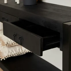 Console bois noir 3 tiroirs MILORA