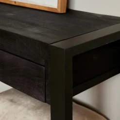 Console bois noir 2 tiroirs MILORA
