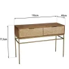 Console bois vintage pieds métal laiton 2 tiroirs graphiques KANHA