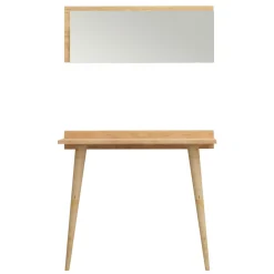 Console bureau effet chêne avec miroir rectangulaire MARFA