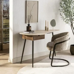 Console bureau effet travertin 1 tiroir ASCOLI