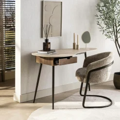 Console bureau effet travertin 1 tiroir ASCOLI