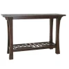 Console Chinoise Hévéa double plateaux - dont un ajouré - et pieds galbés 115x40x76cm MAORI