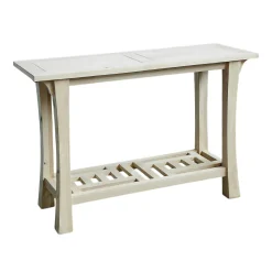 Console Chinoise Hévéa double plateaux - dont un ajouré - et pieds galbés 115x40x76cm MAORI