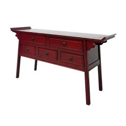 Console chinoise 5 tiroirs hévéa 170x50x89cm MAORI