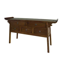 Console chinoise 5 tiroirs hévéa 170x50x89cm MAORI