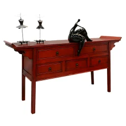 Console chinoise 5 tiroirs hévéa 170x50x89cm MAORI