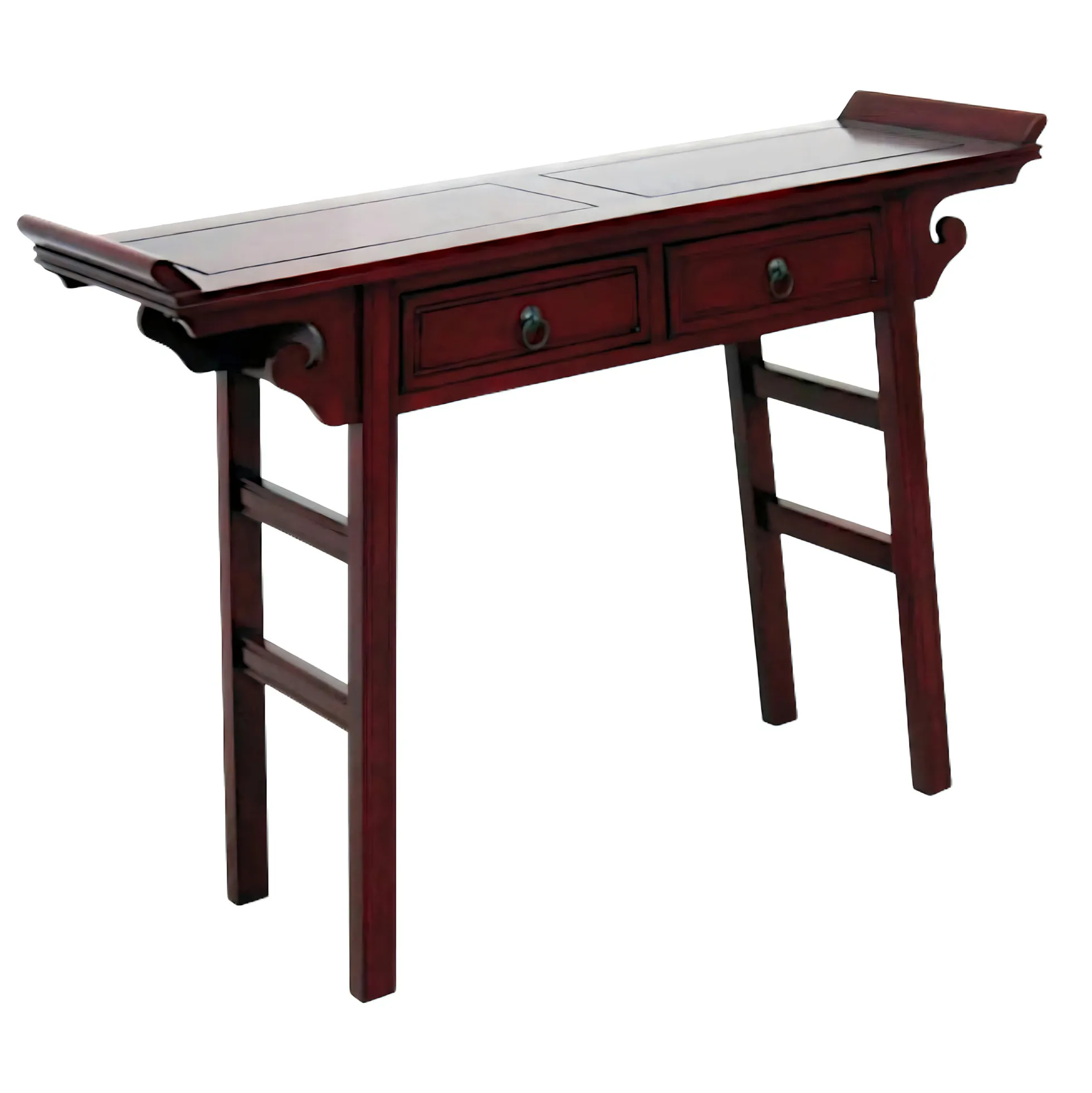 Console chinoise 2 tiroirs hévéa 125x38x89cm MAORI