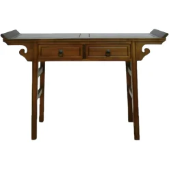 Console chinoise 2 tiroirs hévéa 125x38x89cm MAORI