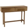 Console couleur naturelle 2 tiroirs décor motif arrondi CORIA