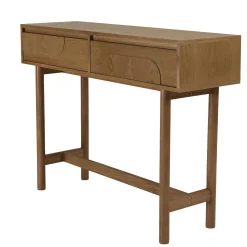 Console couleur naturelle 2 tiroirs décor motif arrondi CORIA