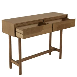 Console couleur naturelle 2 tiroirs décor motif arrondi CORIA