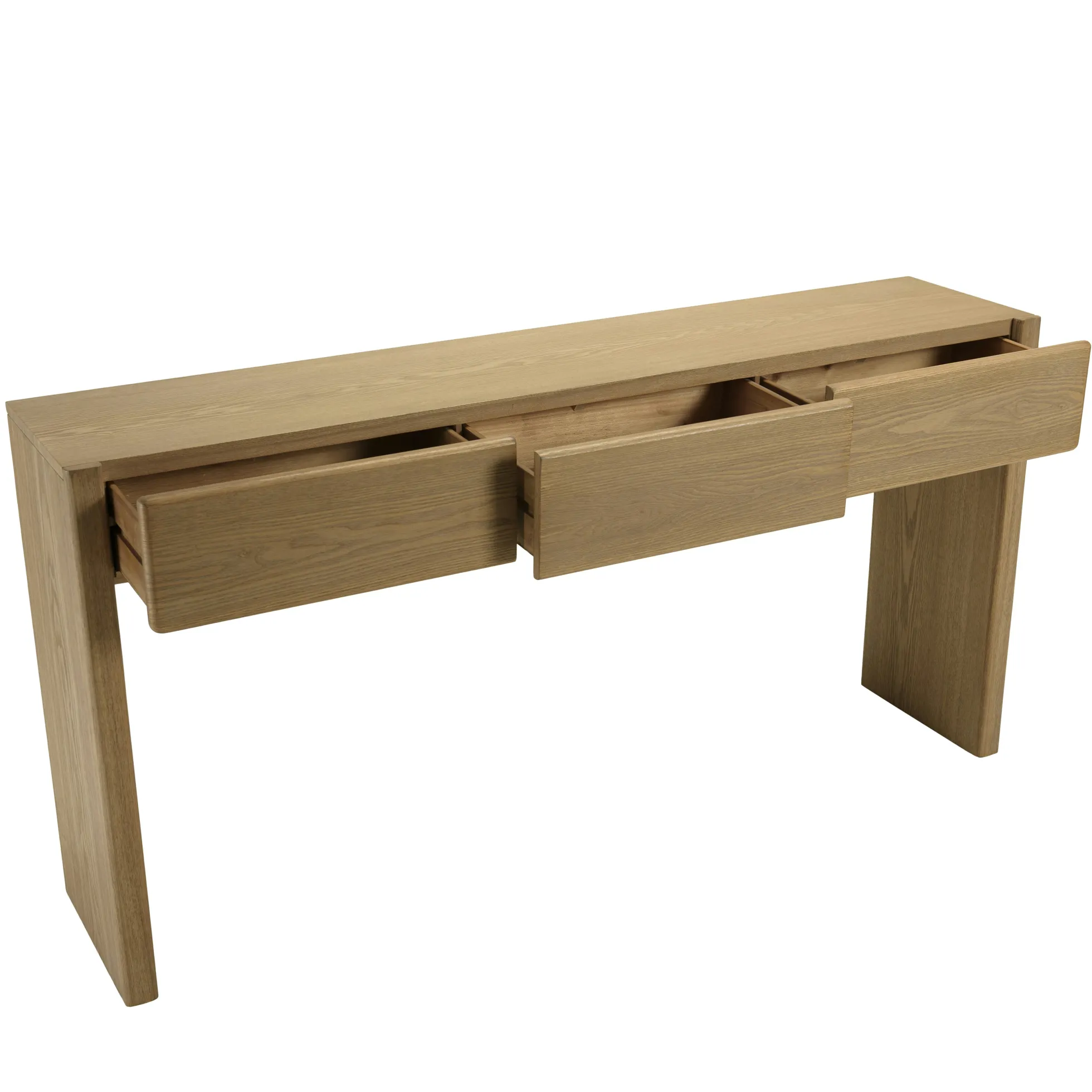 Console couleur naturelle 3 tiroirs design arrondi VELAR