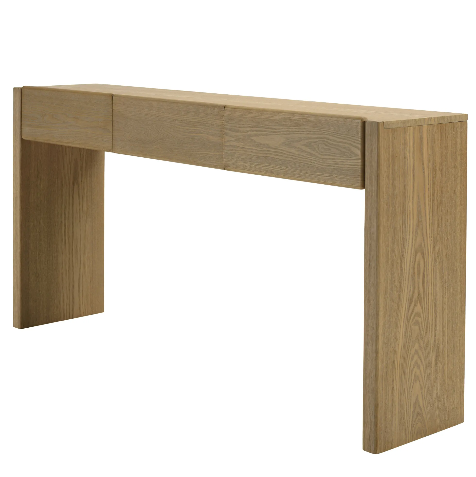 Console couleur naturelle 3 tiroirs design arrondi VELAR