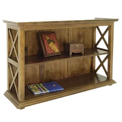 Console croisillon 2 plateaux hévéa 124x38x80cm MAORI