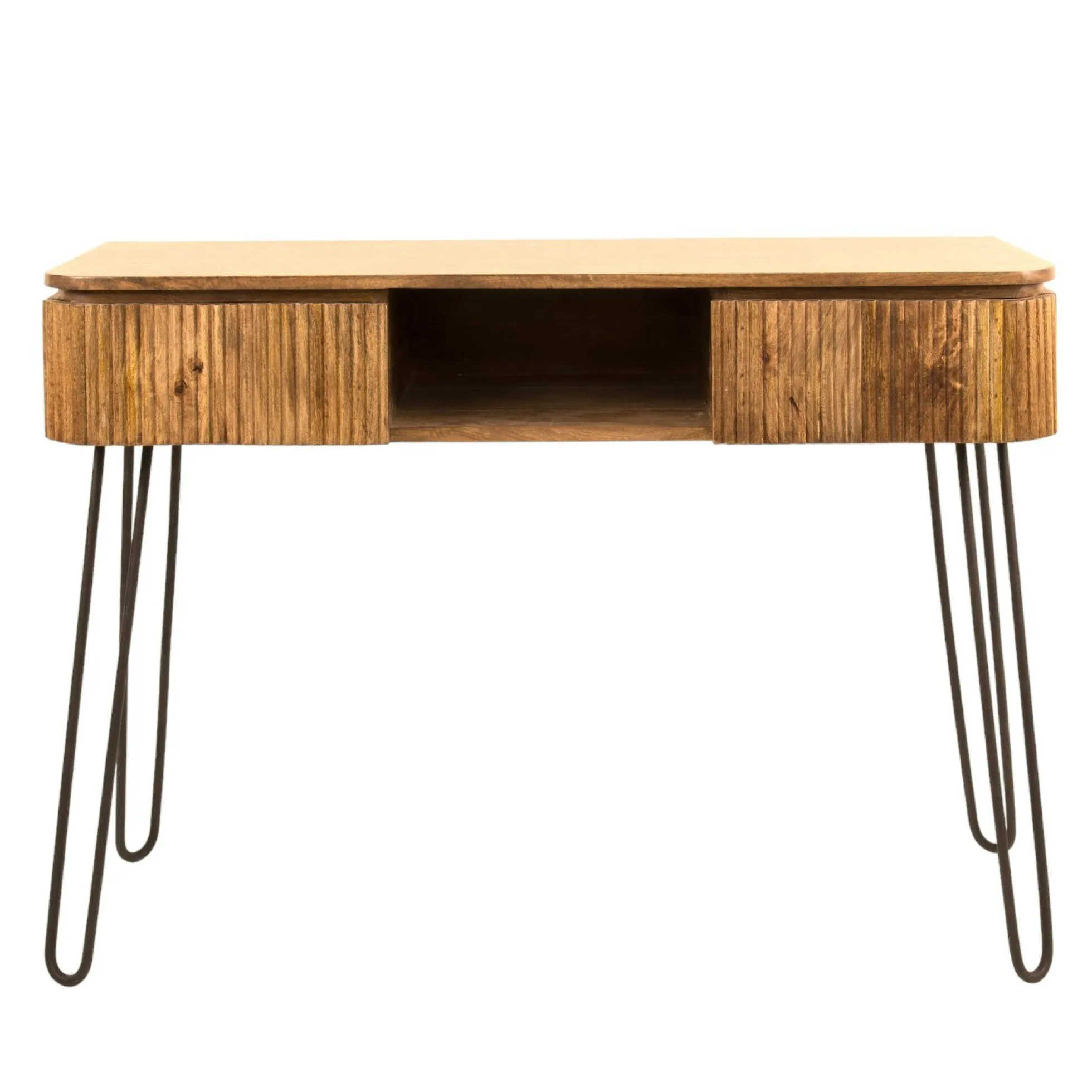 Console de chambre en bois de manguier motif baguette 2 tiroirs DELHI