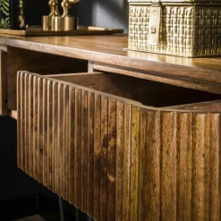Console de chambre en bois de manguier motif baguette 2 tiroirs DELHI