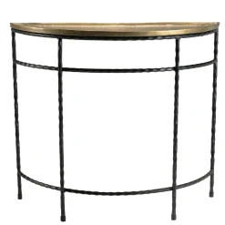 Console demi-lune en métal noir et doré ZALA