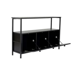 Console d'entrée avec rangement 3 niches, effet bois noir JENA