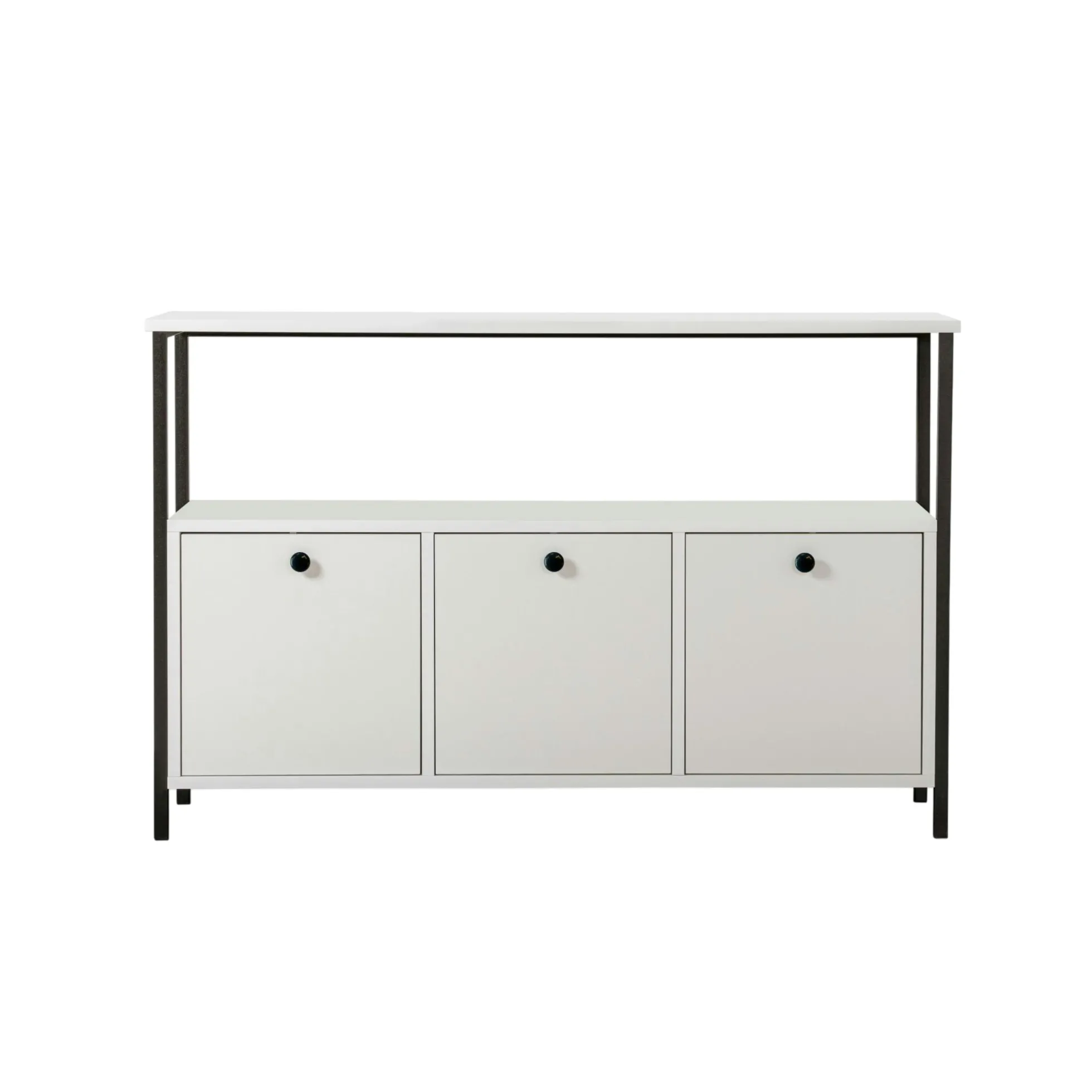 Console d'entrée blanche avec rangement 3 niches JENA