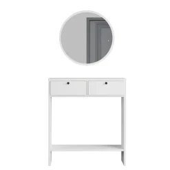 Console d'entrée blanche compacte et miroir assorti MARFA