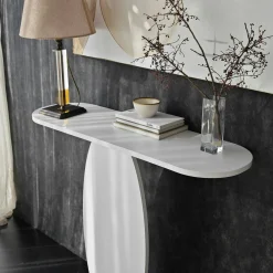 Console d'entrée blanche design organique 100 cm MARFA