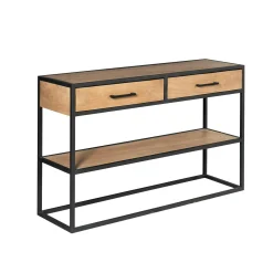 Console d'entrée bois clair 2 plateaux 2 tiroirs RIVANO