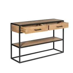 Console d'entrée bois clair 2 plateaux 2 tiroirs RIVANO