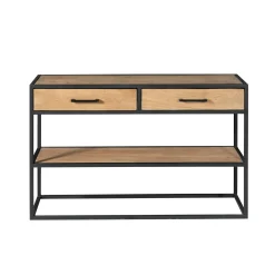 Console d'entrée bois clair 2 plateaux 2 tiroirs RIVANO