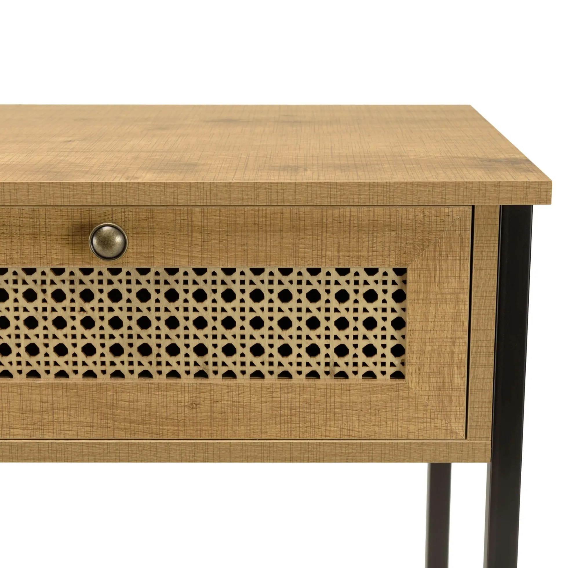 Console d'entrée bois - métal avec tiroirs cannage ALCUDIA
