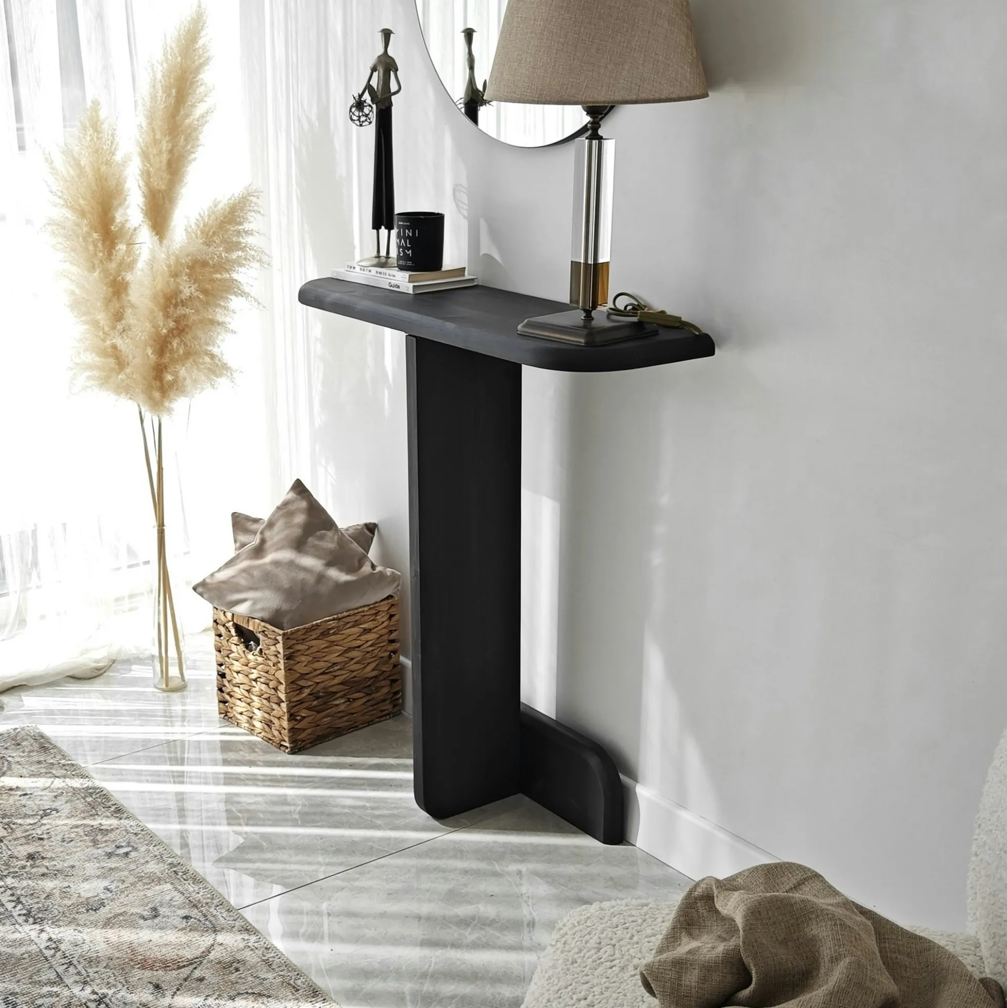 Console d'entrée design en bois grisé SITIA