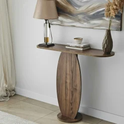 Console d'entrée design organique effet bois foncé MARFA