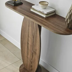Console d'entrée design organique effet bois foncé MARFA
