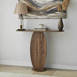Console d'entrée design organique effet bois foncé MARFA