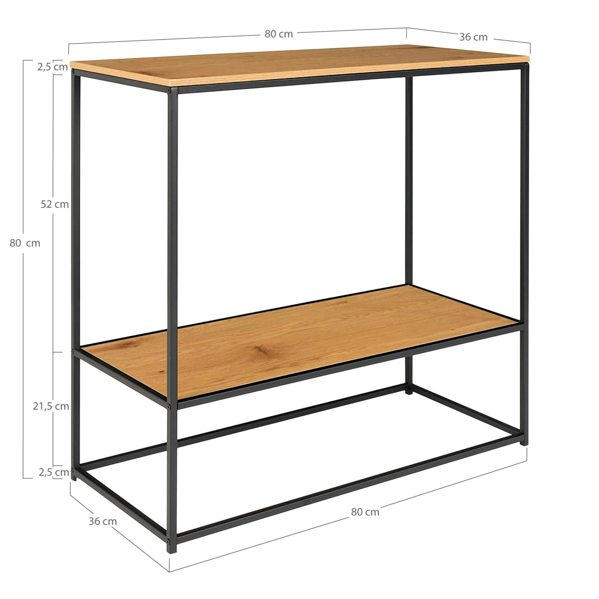 Console d'entrée double plateau effet bois clair VARDE