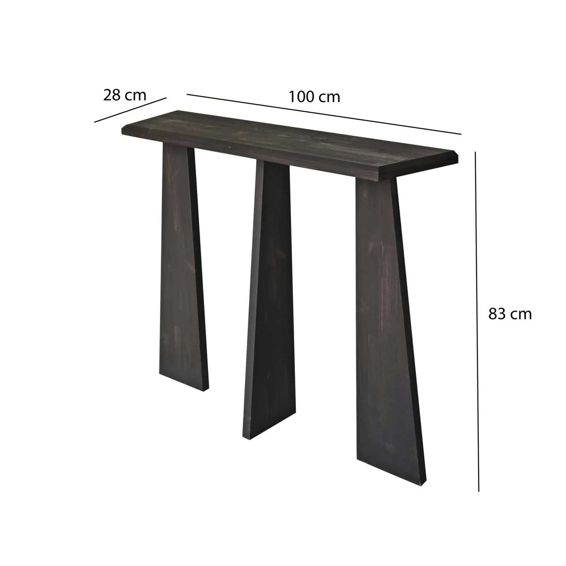 Console d'entrée en bois anthracite - 3 pieds SITIA
