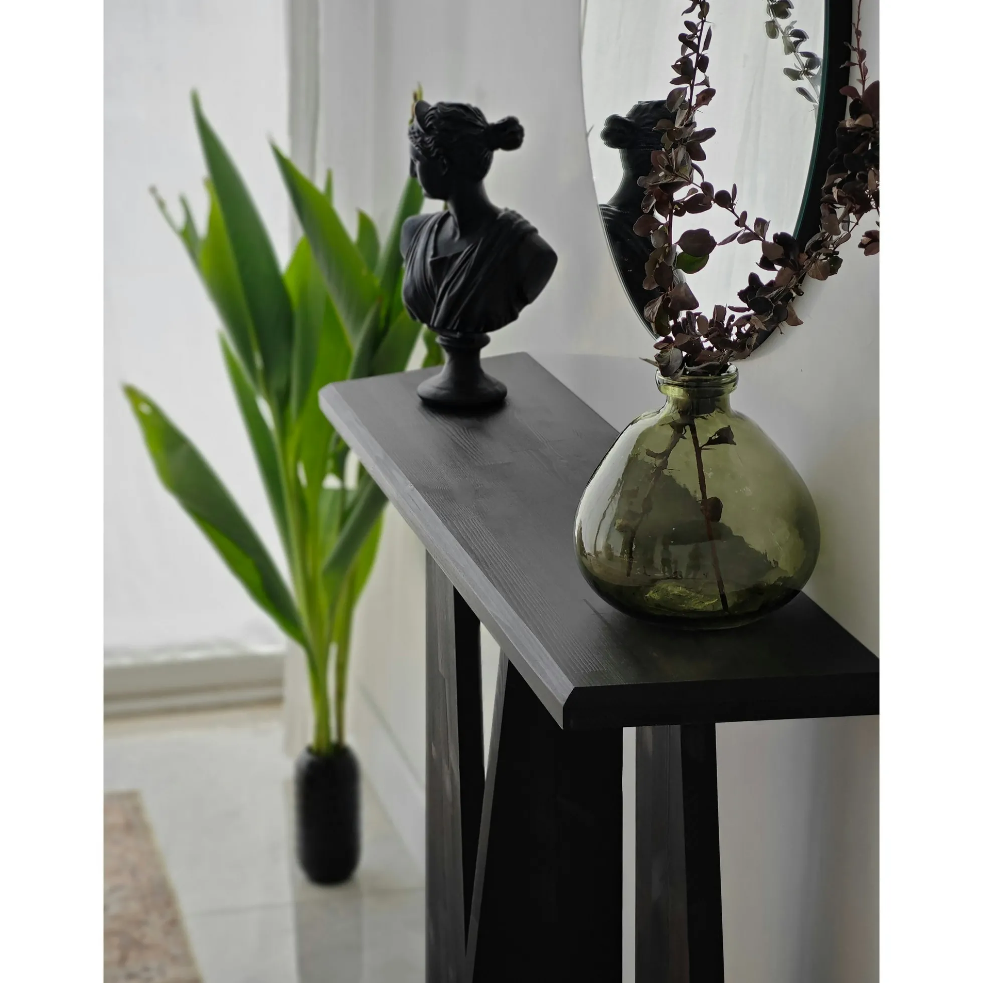 Console d'entrée en bois anthracite - 3 pieds SITIA