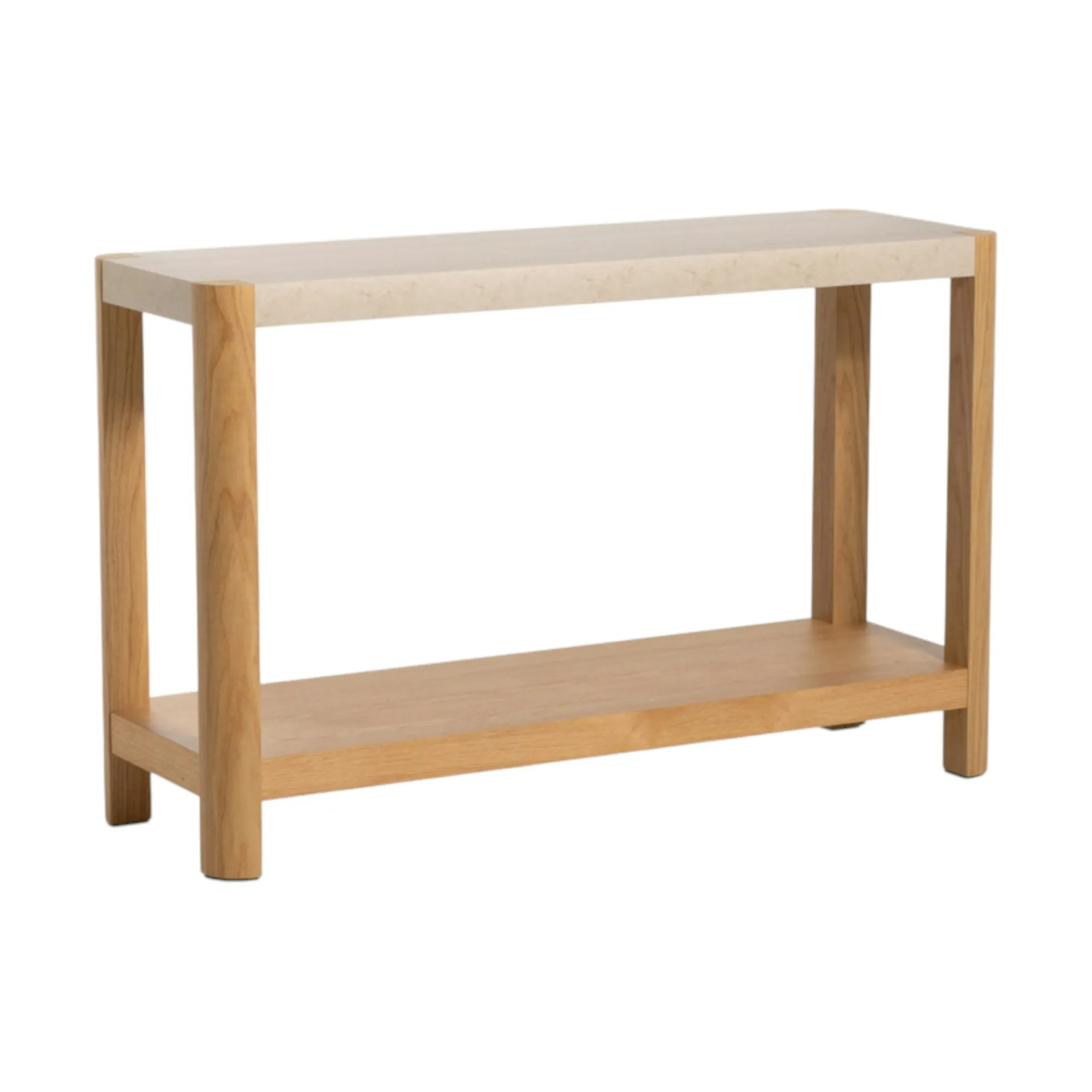 Console d'entrée en bois avec plateau effet travertin TREVI