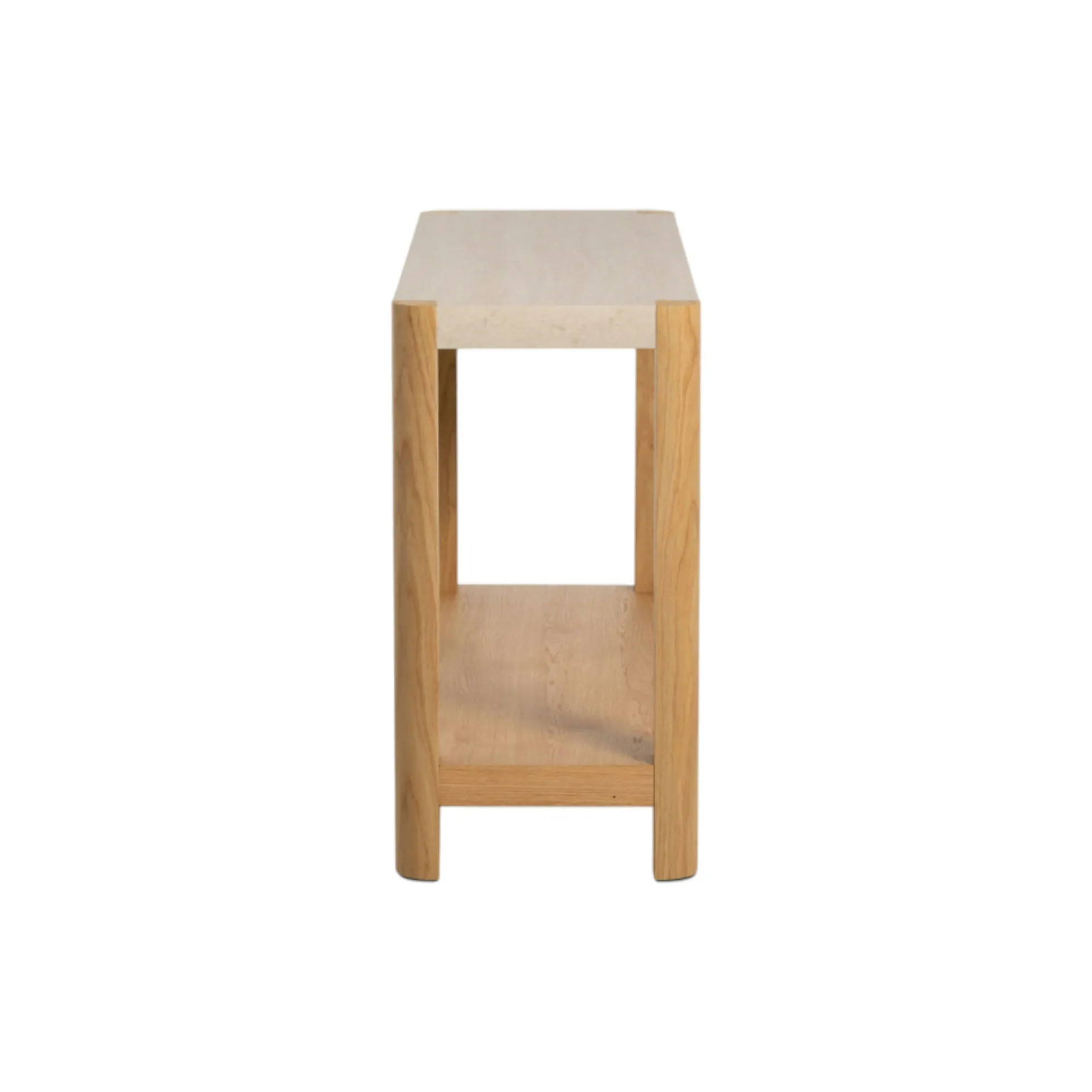 Console d'entrée en bois avec plateau effet travertin TREVI