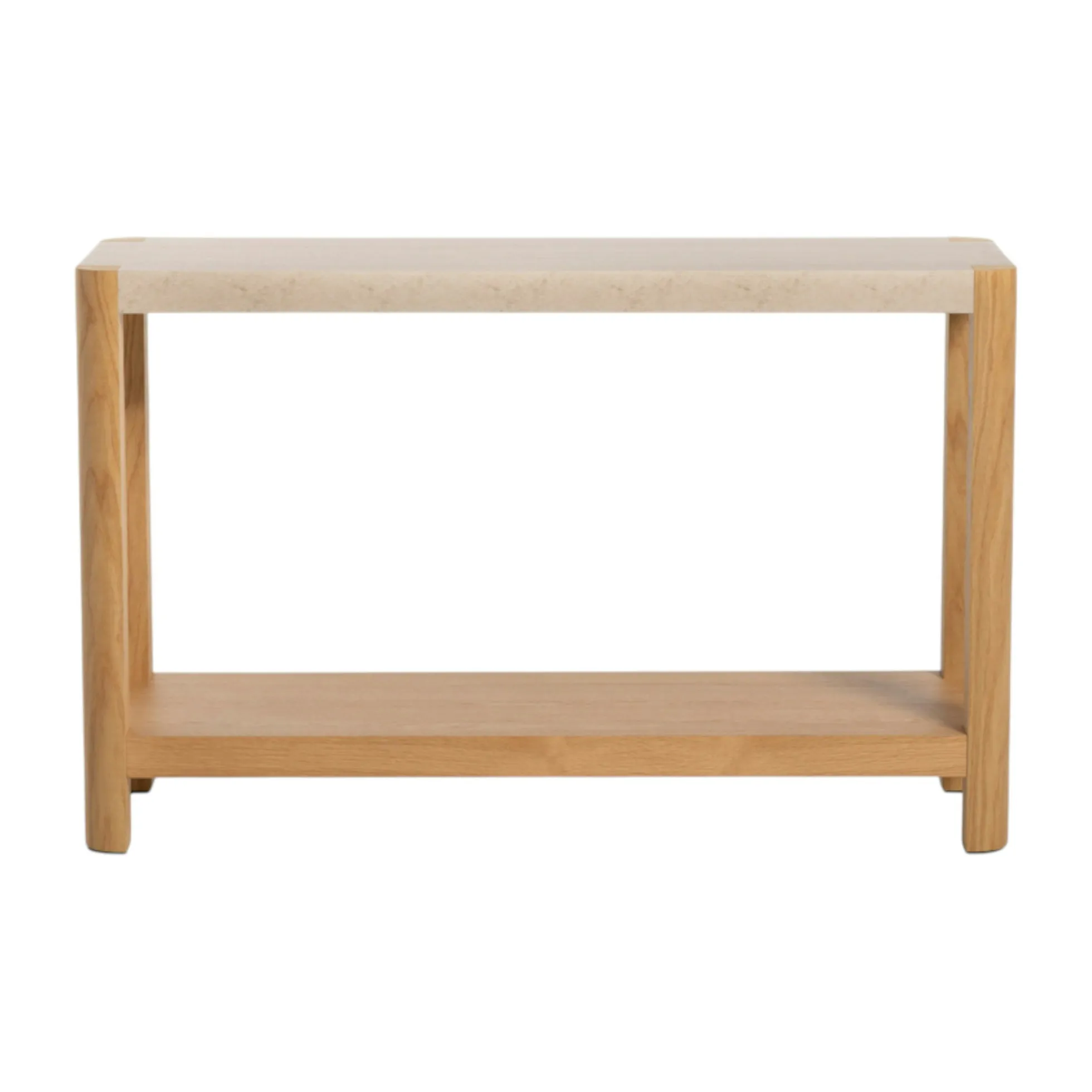Console d'entrée en bois avec plateau effet travertin TREVI