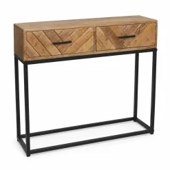 Console d'entrée en bois de manguier 2 tiroirs BRIX