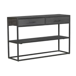 Console d'entrée en bois noir 2 tiroirs motif chevron ALVERA