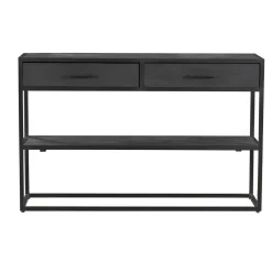Console d'entrée en bois noir 2 tiroirs motif chevron ALVERA