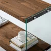 Console d'entrée minimaliste bois brun et verre LHASA